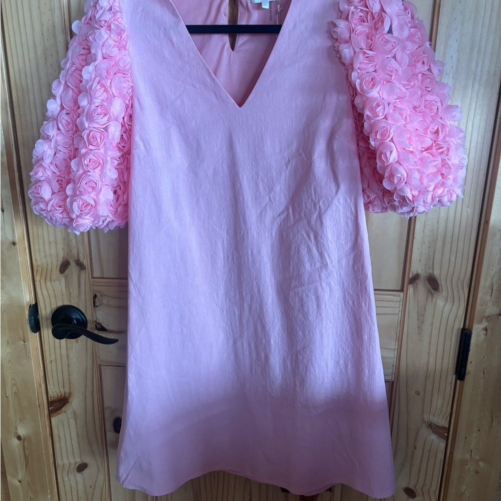 Entro Pink Dress with Floral Sleeves
